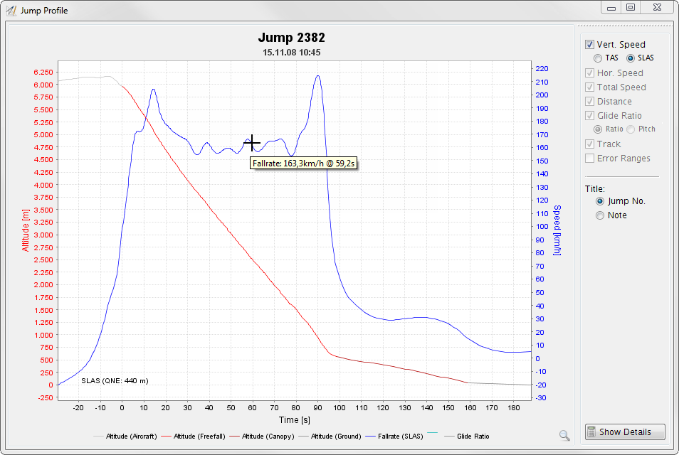 Jump Profile Screen - GPS