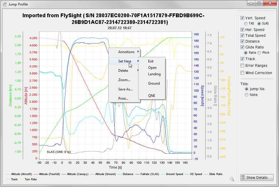 Jump Profile Screen - GPS