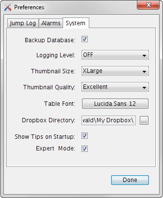 Preferences Dialog - System